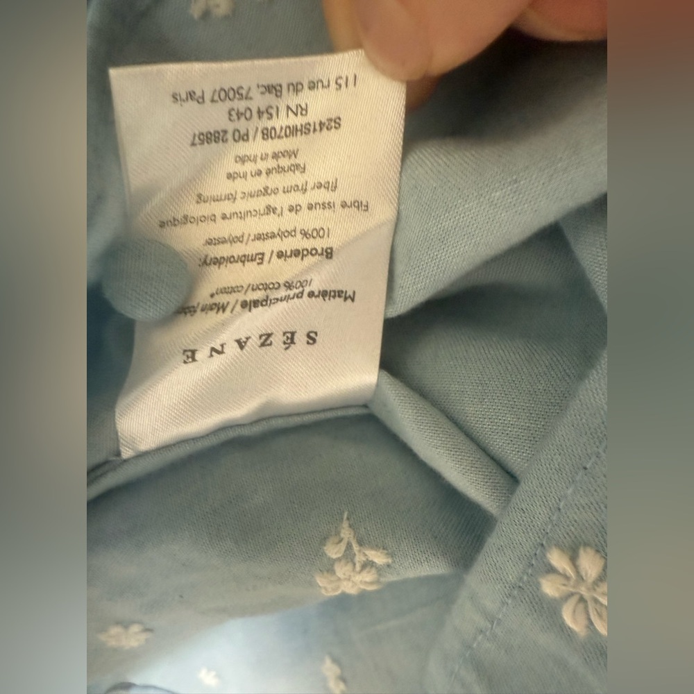 Sezane Kellia Blouse in Denim size 6 NWT 100% cotton - Picture 14 of 16